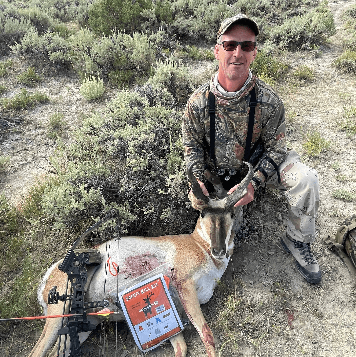 Founder Eric using Safety Kill Kit Game Bags on Hunt